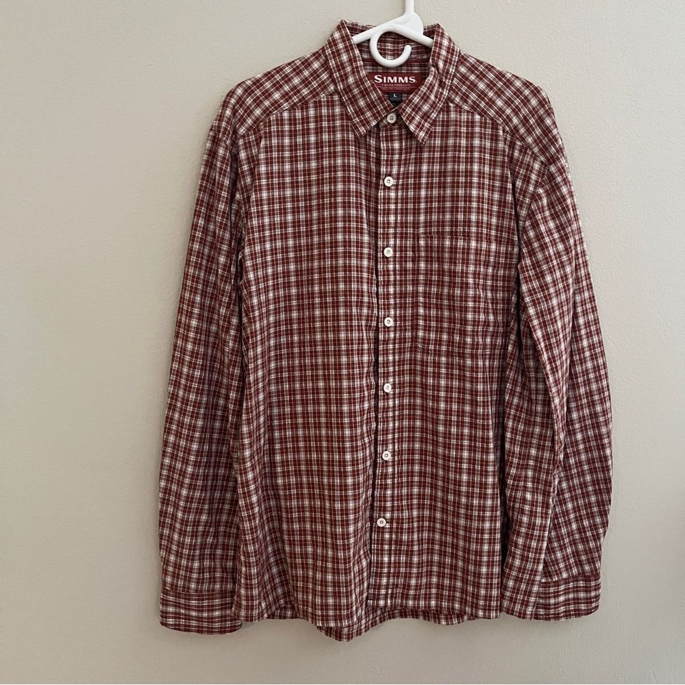 Simms Shirt Mens L Plaid Button Down Long Sleeve Red
Like new